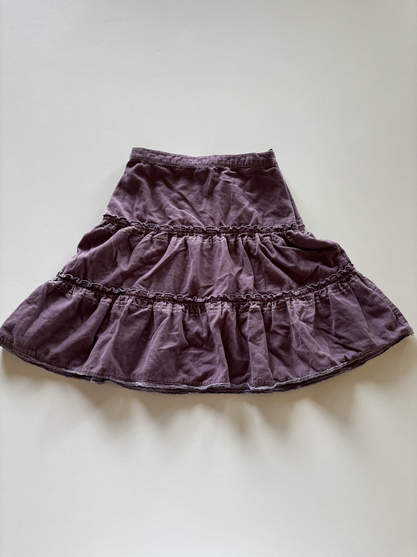 Purple Corduroy Tiered Skirt