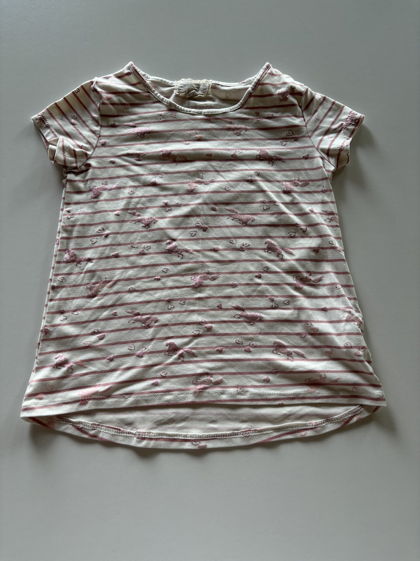 White & Pink Striped Unicorn Tee