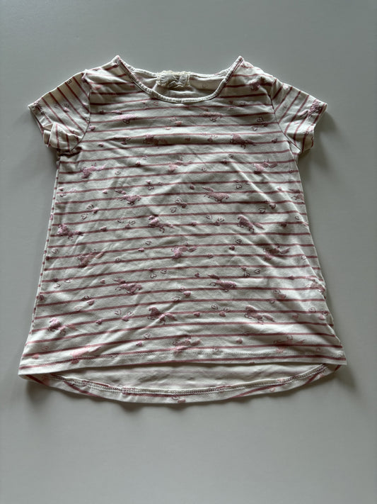 White & Pink Striped Unicorn Tee