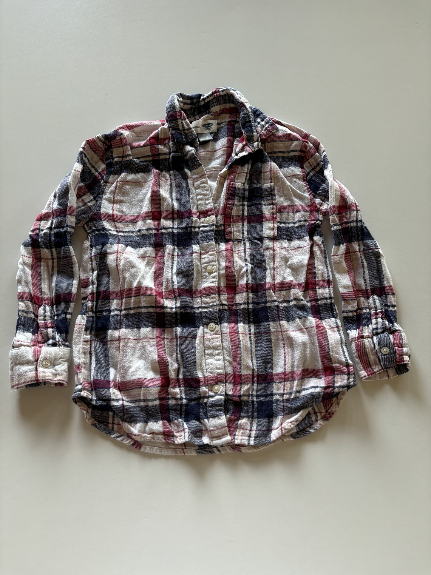 Blue & Red Plaid Flannel Button Up Shirt