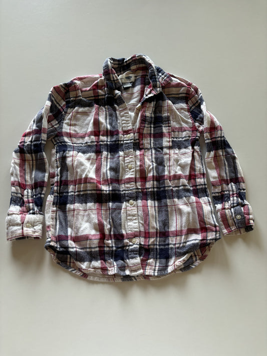 Blue & Red Plaid Flannel Button Up Shirt