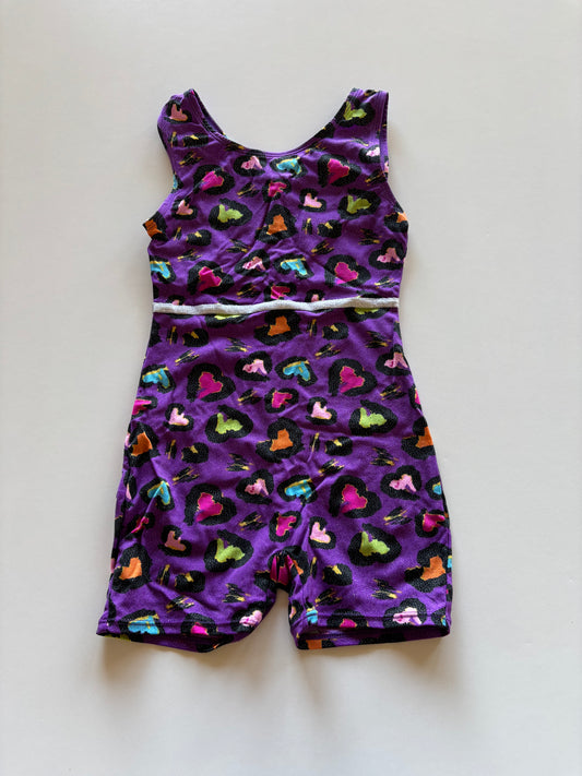 Sparkly Purple Rainbow Leopard Print Gymnastics Suit