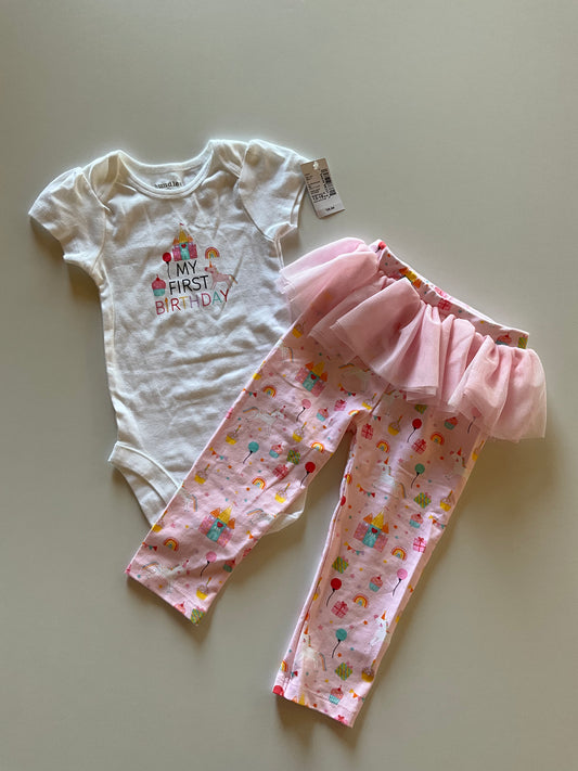 BNWT 2pc Unicorn 1st Birthday Set