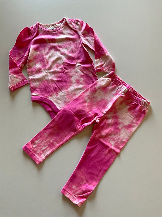 2pc Pink & White Tie Dye Set