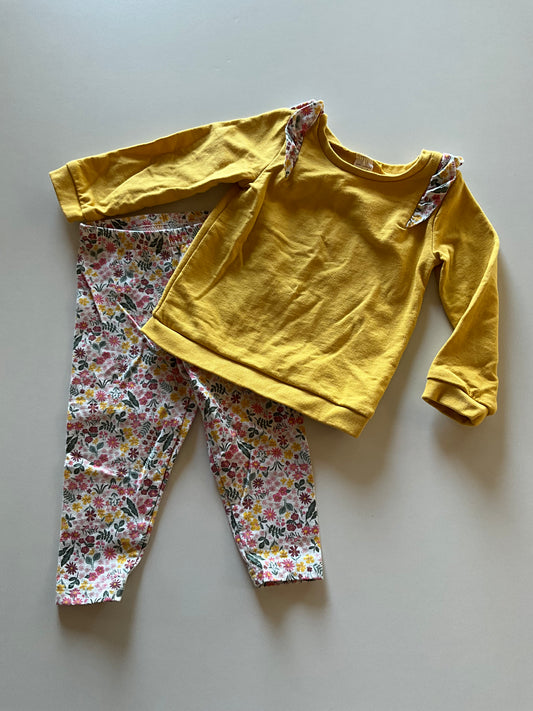 2pc Yellow Floral Set