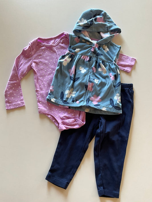 3pc Purple Floral Set