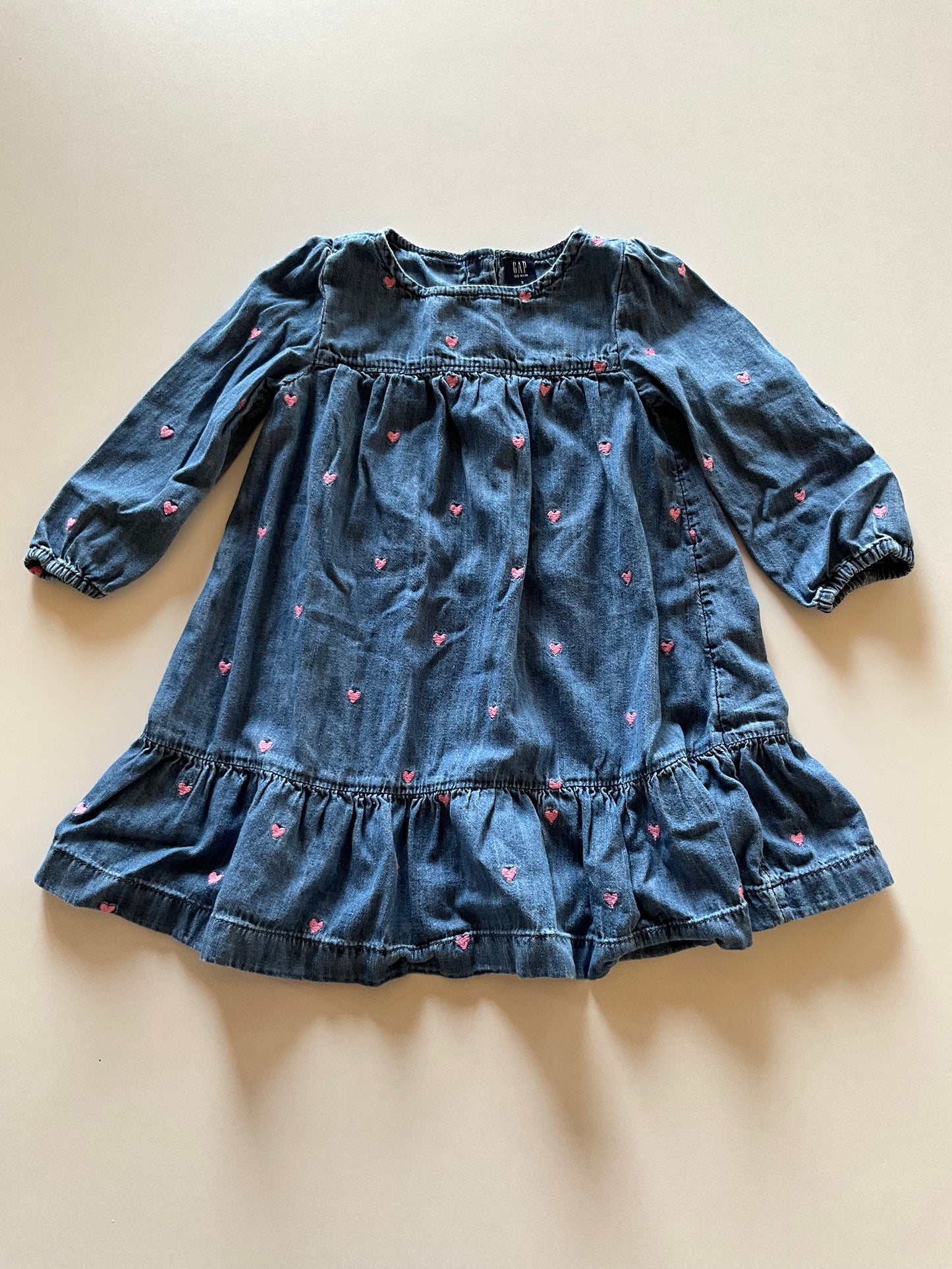 Chambray Embroidered Heart Dress