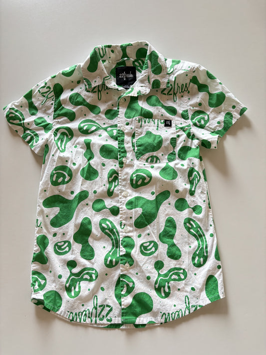 22f Green Smile Button Up Tee