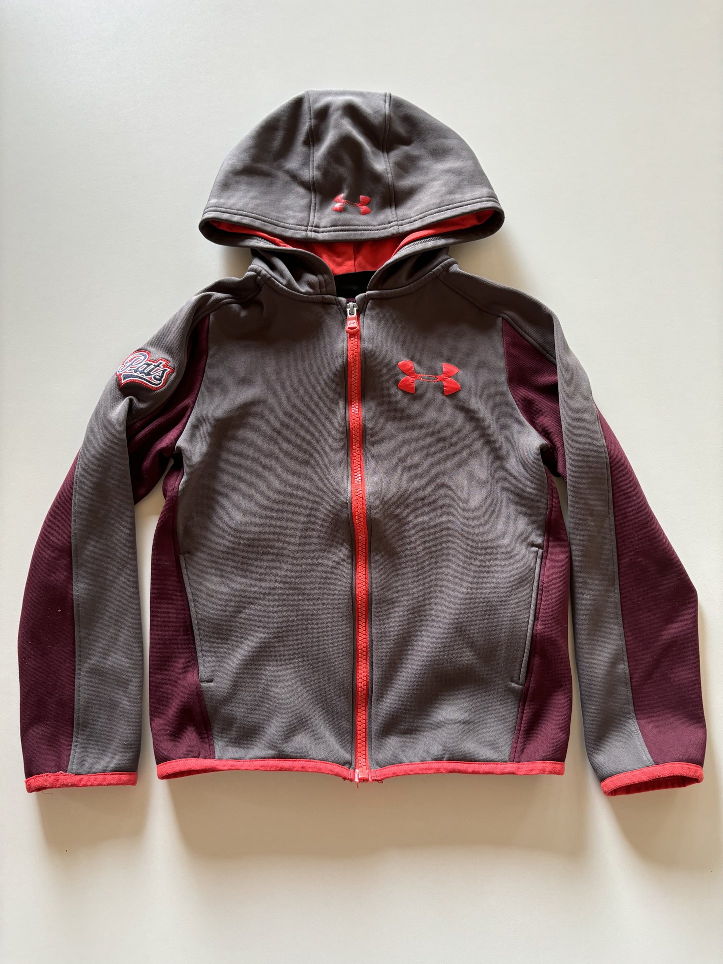 Grey & Maroon Pats Zip Up Hoodie