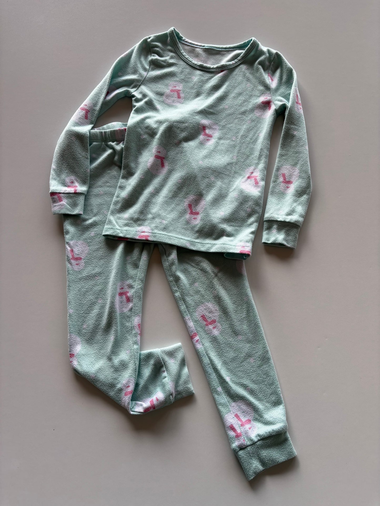 2pc Mint Snowman Pajamas