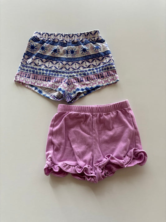 2 Pairs Purple & Patterned Shorts