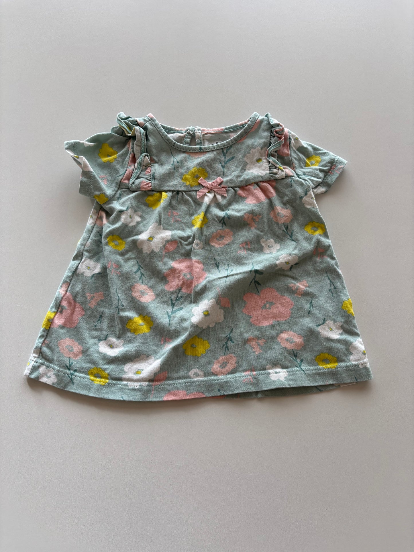 Mint Floral Ruffle Tee