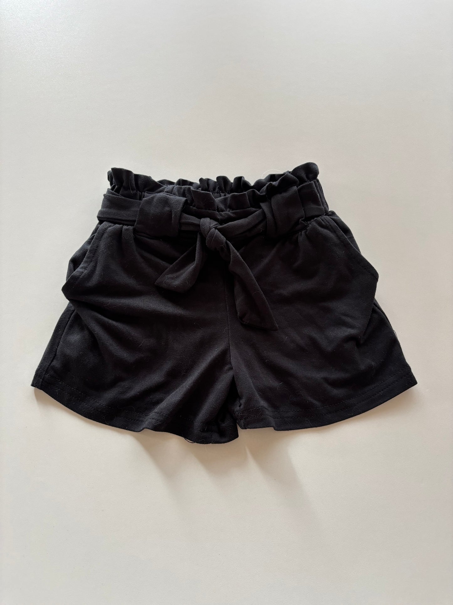 Black Paper Bag Waist Shorts