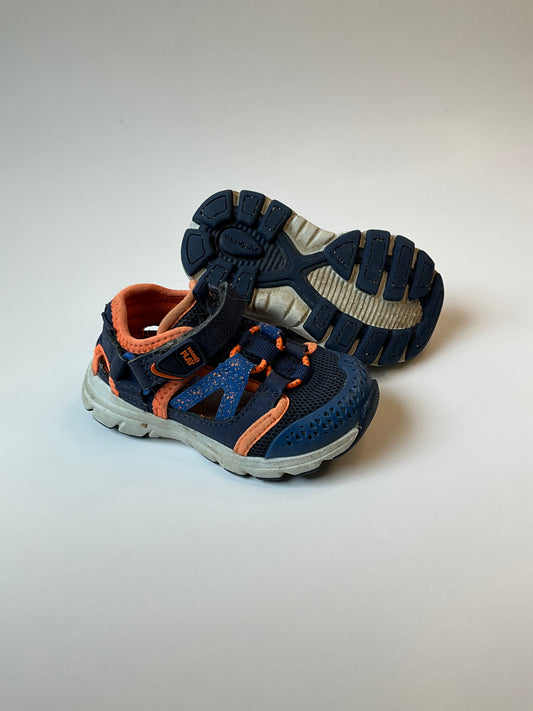 Blue & Orange Full Coverage Sandals - size 5.5W