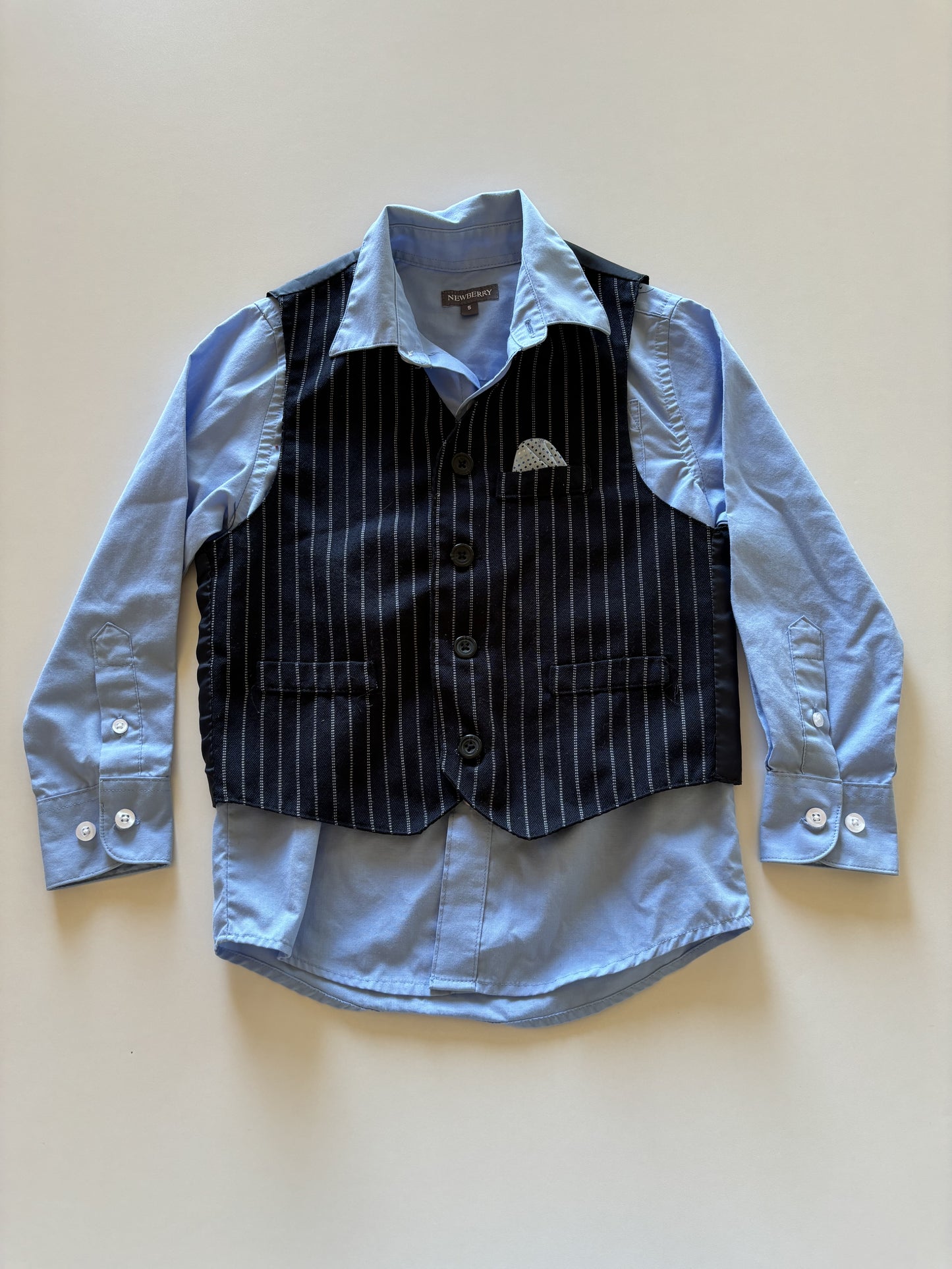 2pc Blue Dress Shirt & Vest
