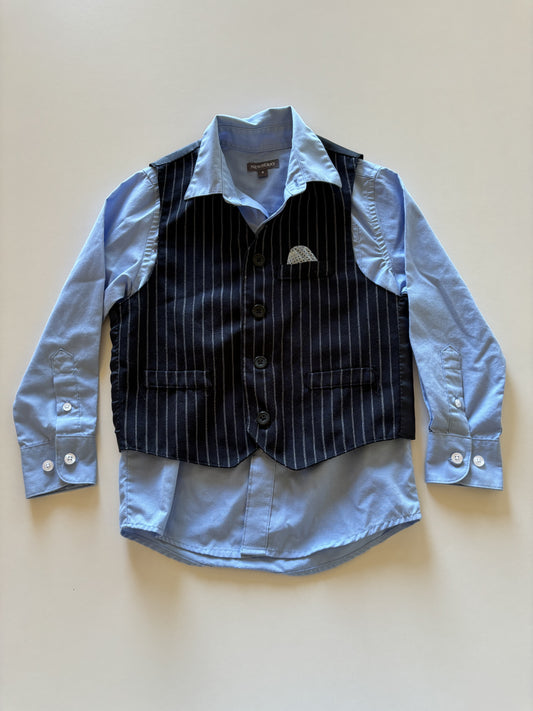 2pc Blue Dress Shirt & Vest