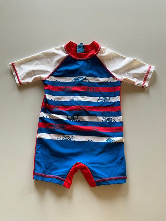 Striped Robot Rash Guard Swim Suit
