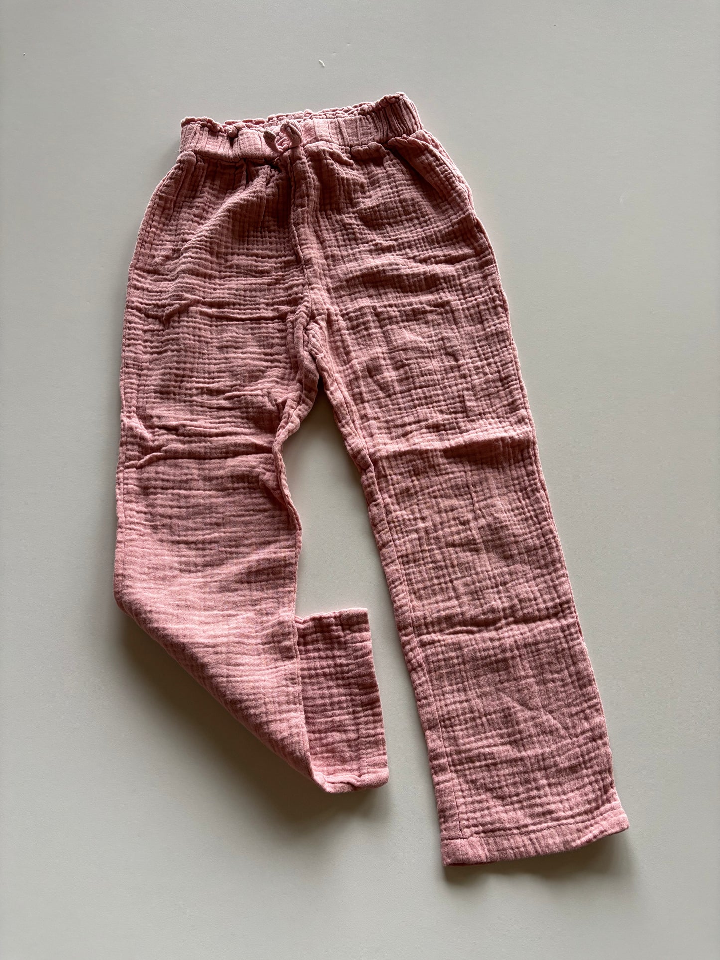Pink Cotton Textured Pants