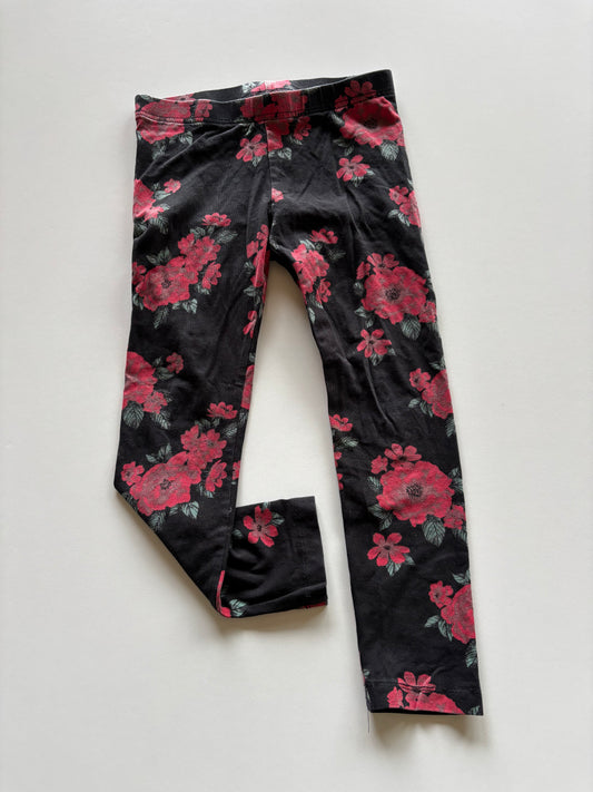 Black & Red Floral Leggings