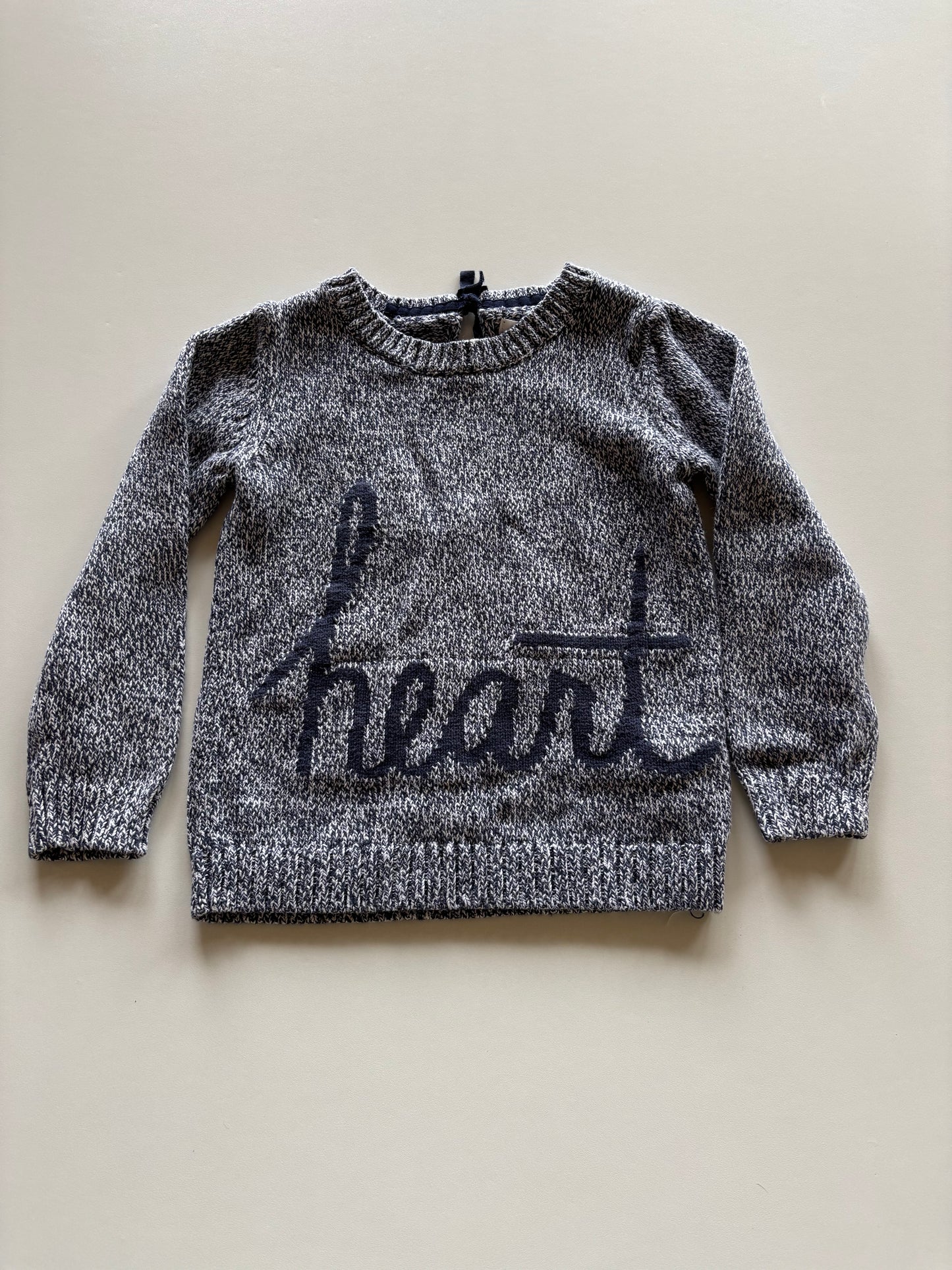 Navy Heart Knit Sweater