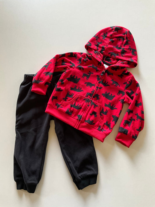 2pc Red & Black Fleece Outfit