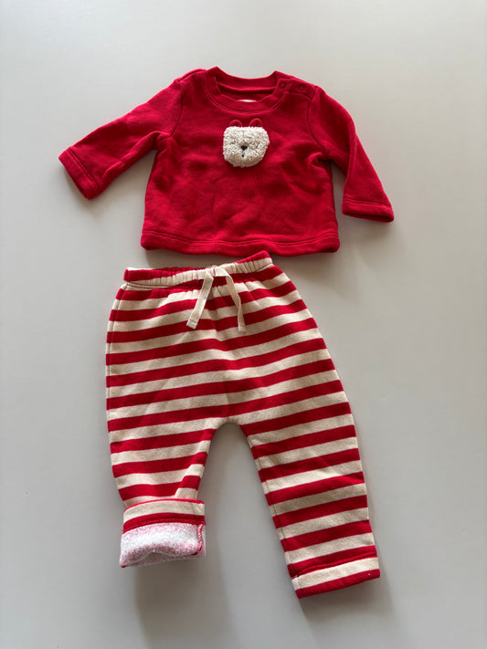 2pc Red & Cream Fuzzy Bear Set