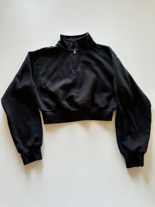 Black 1/4 Zip Crop Sweater