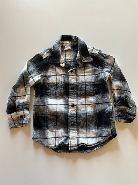 Black & White Plaid Flannel Shirt