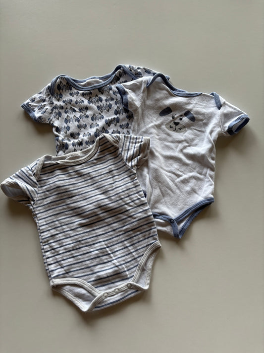 3 White, Grey, & Blue Onesies