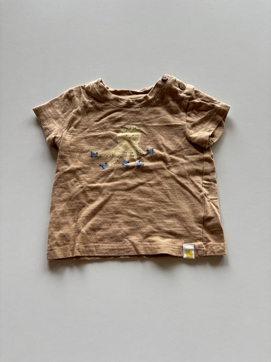 Brown Roller Skating Octopus Tee