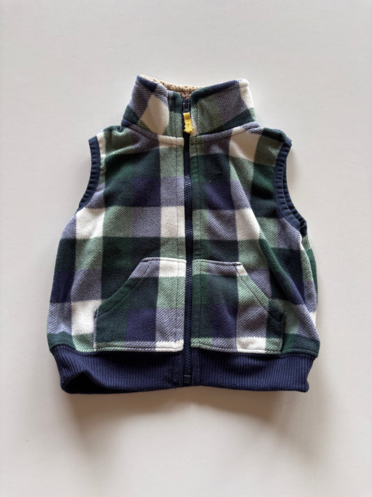 Blue & Green Plaid Fleece Vest