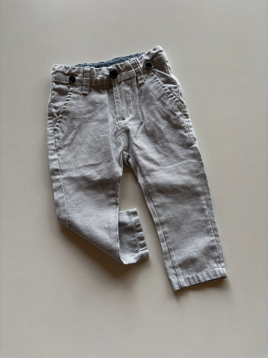 Grey & White Striped Dress Pants