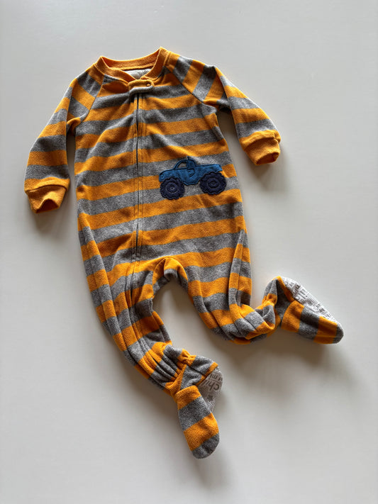 Yellow Striped Monster Truck Fleece Sleeper