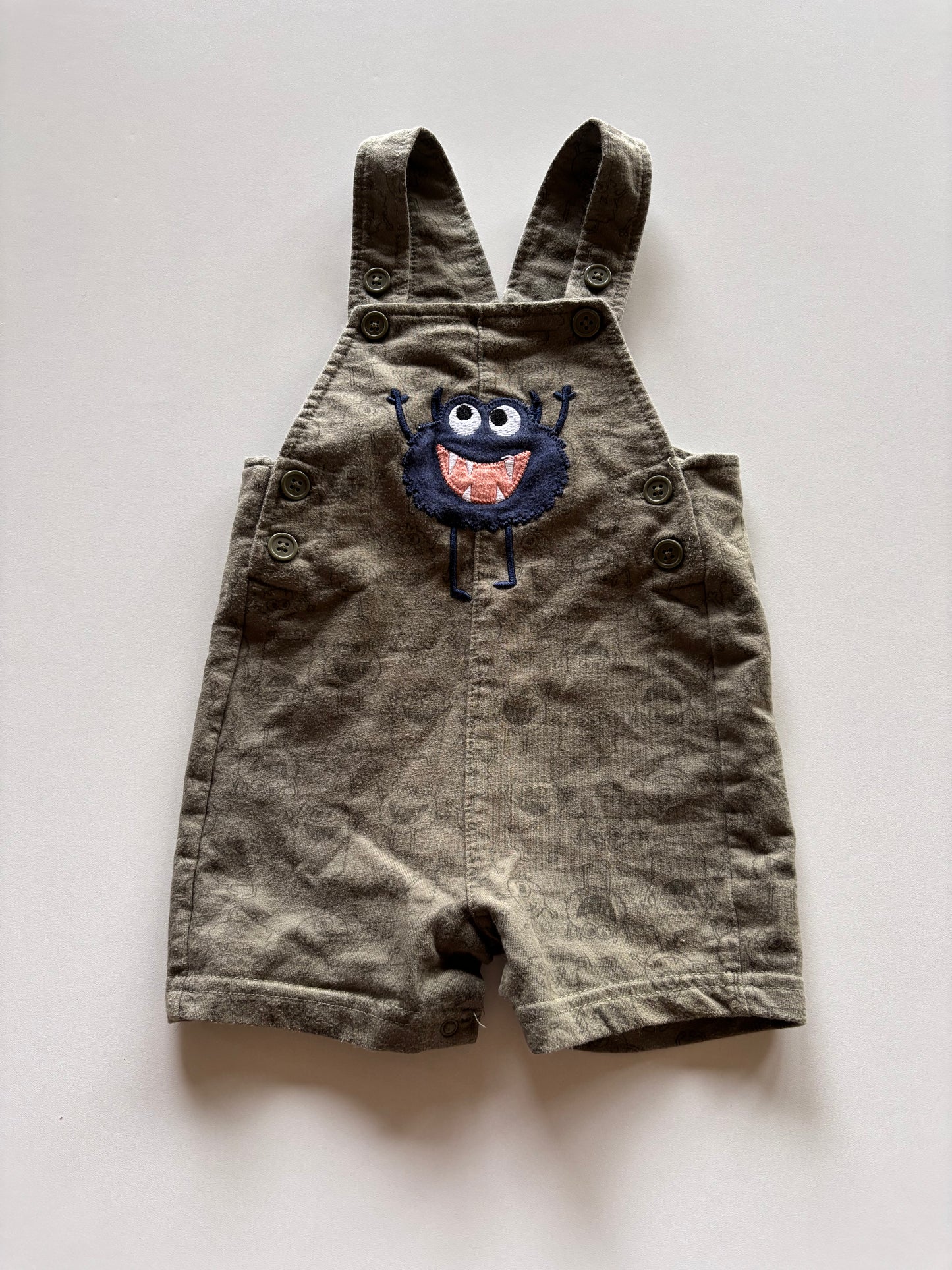 Olive Monster Overall Shorts