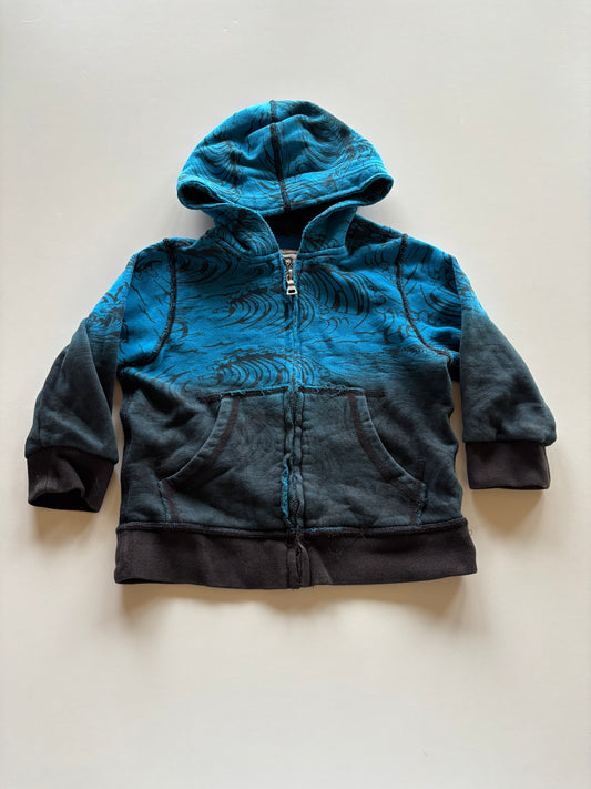 Blue & Black Wave Zip Up Hoodie