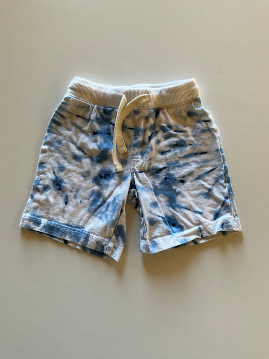 White & Blue Tie Dye Shorts