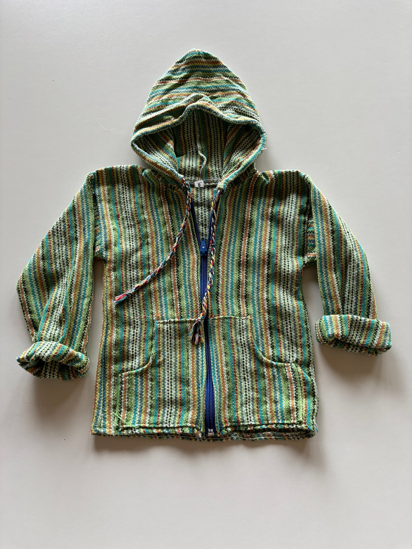 Green Woven Zip Up Hoodie