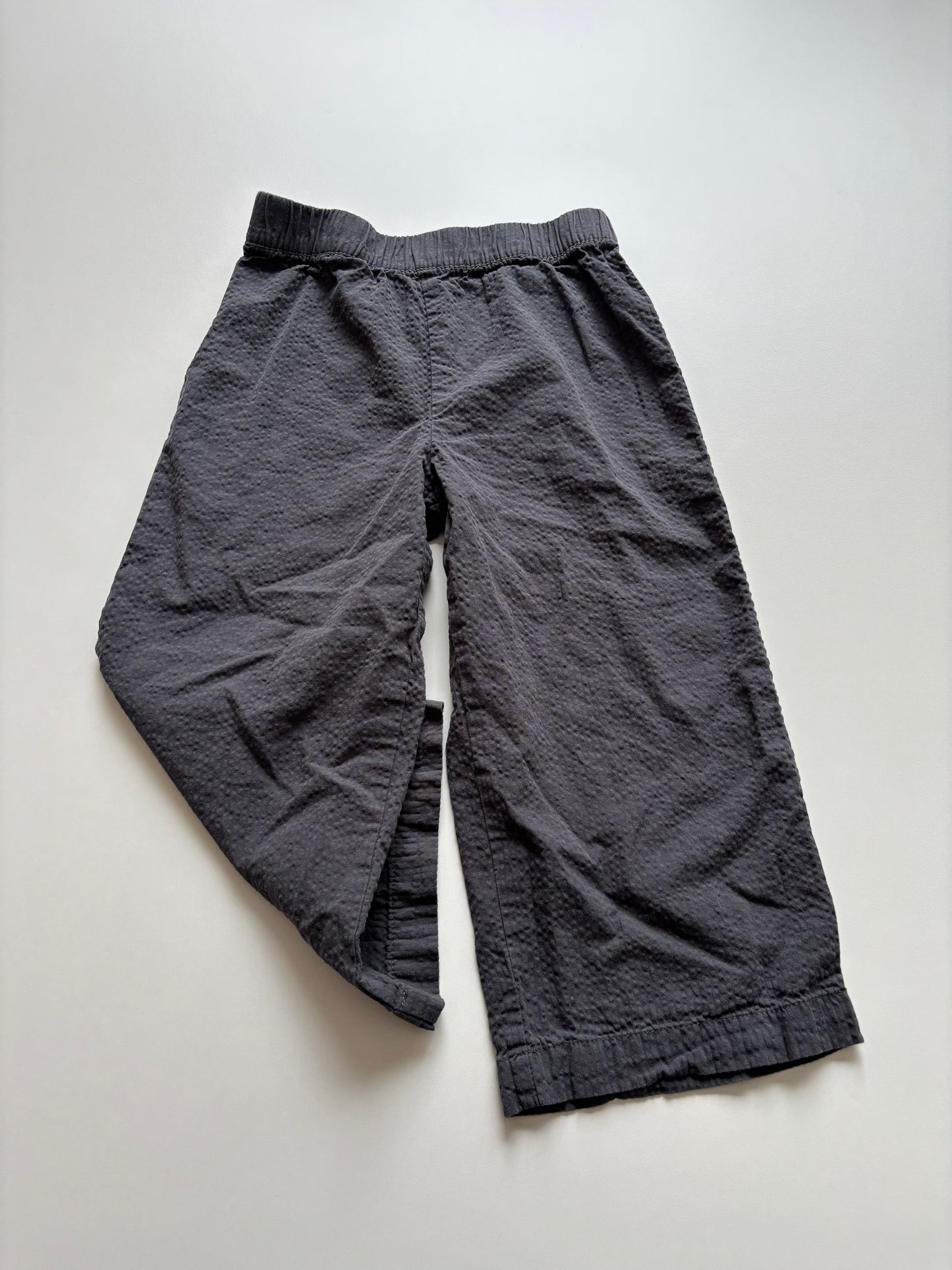 Lightweight Grey Textured Wide Legs Pants