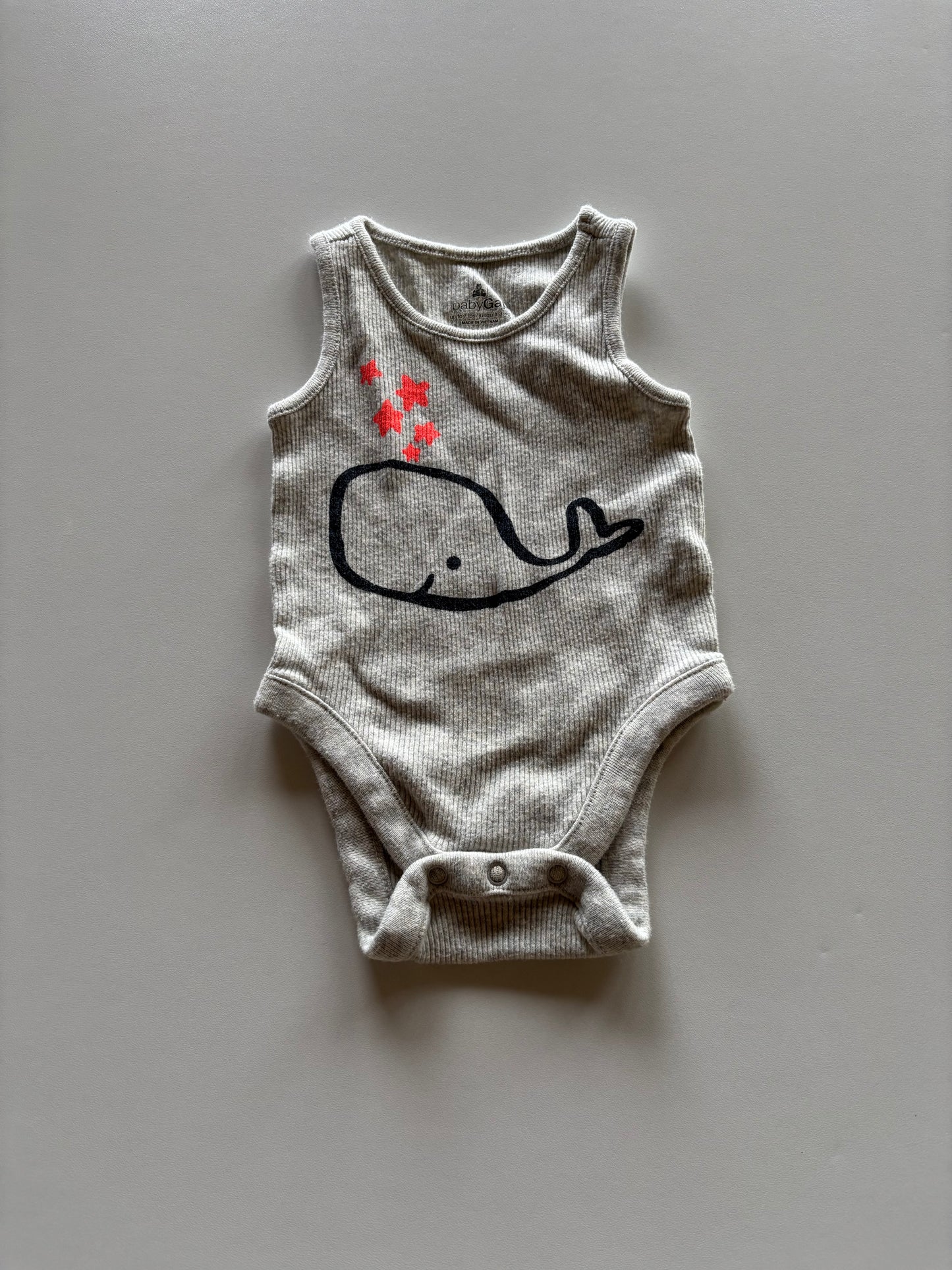 Grey Ribbed Whale Tank Onesie