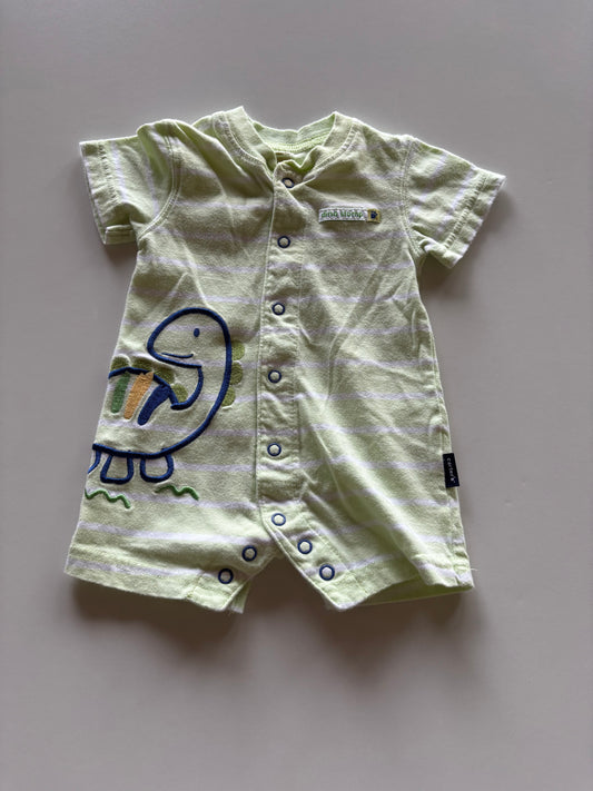 Green Striped Dino Romper