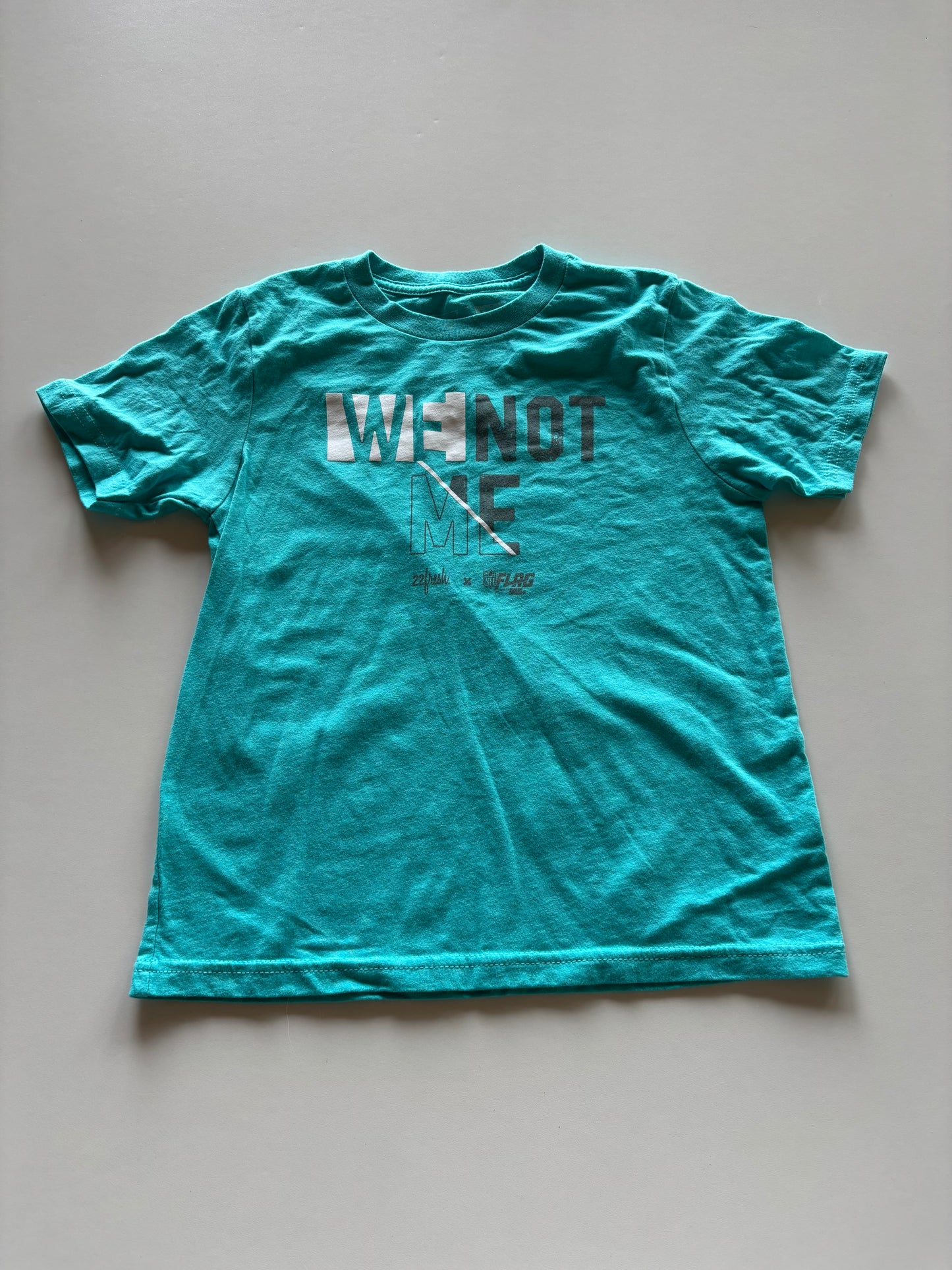 Blue We Not Me Flag Football Shirt