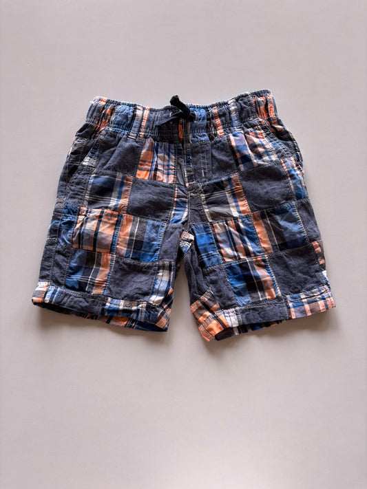 Blue & Orange Plaid Shorts