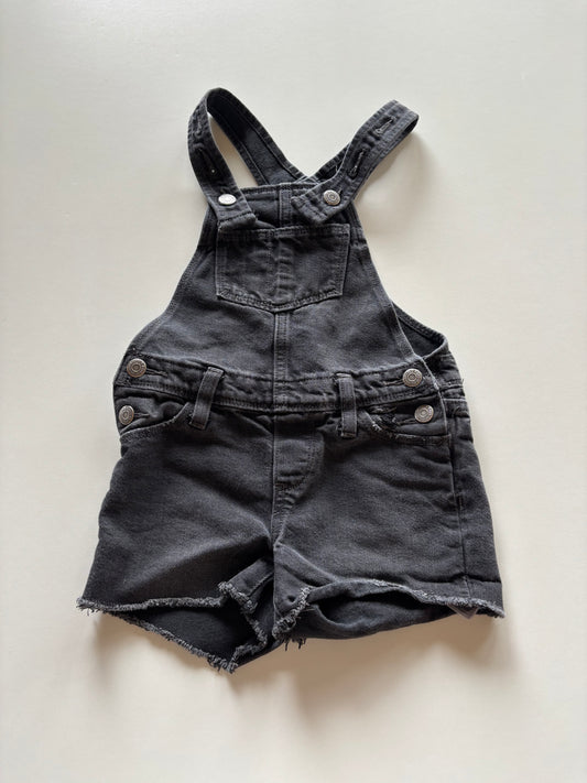 Black Denim Overall Shorts