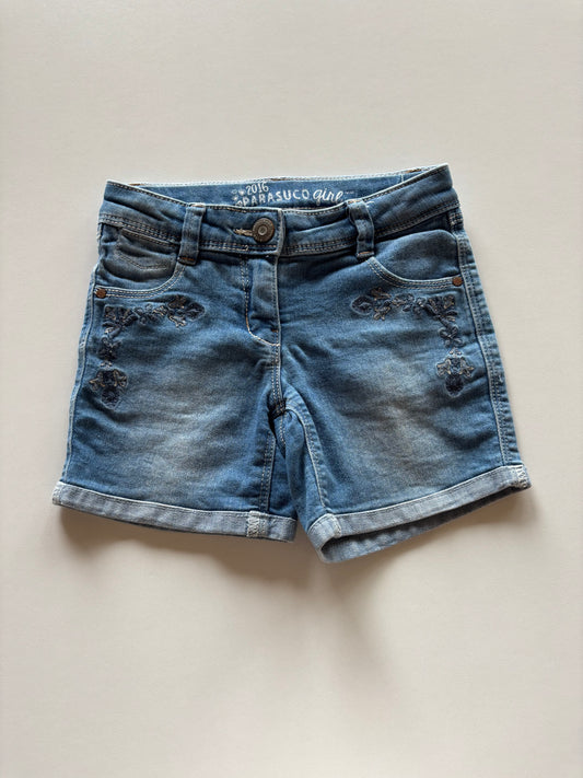 Embroidered Denim Shorts