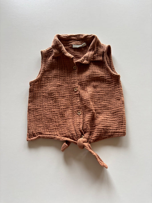 Brown Textured Knotted Tank