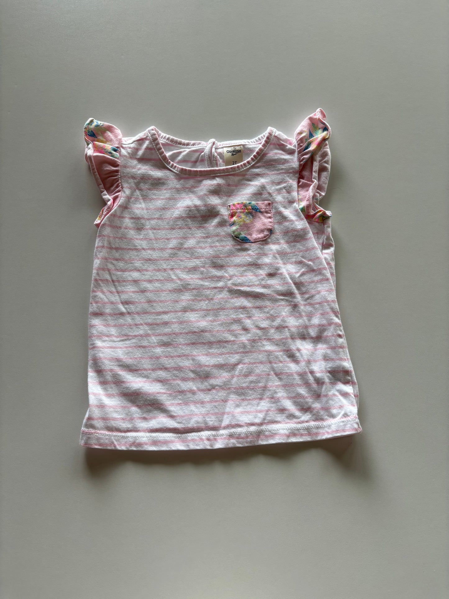 Pink Striped & Floral Pocket Tee