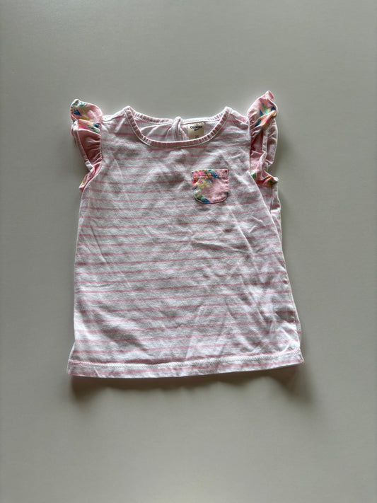 Pink Striped & Floral Pocket Tee