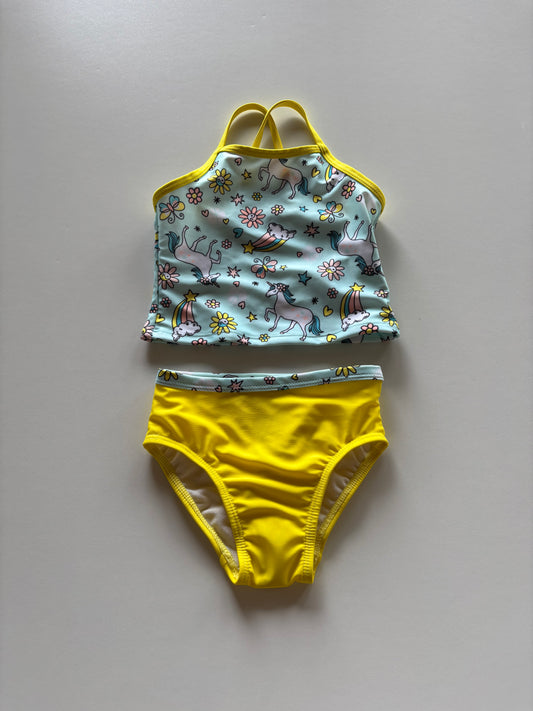 2pc Blue & Yellow Unicorn Swim Suit