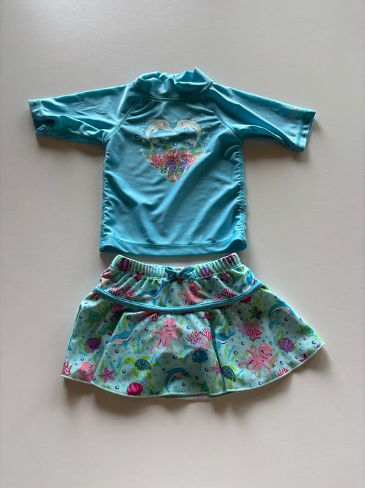 2pc Blue Dolphin Swim Set