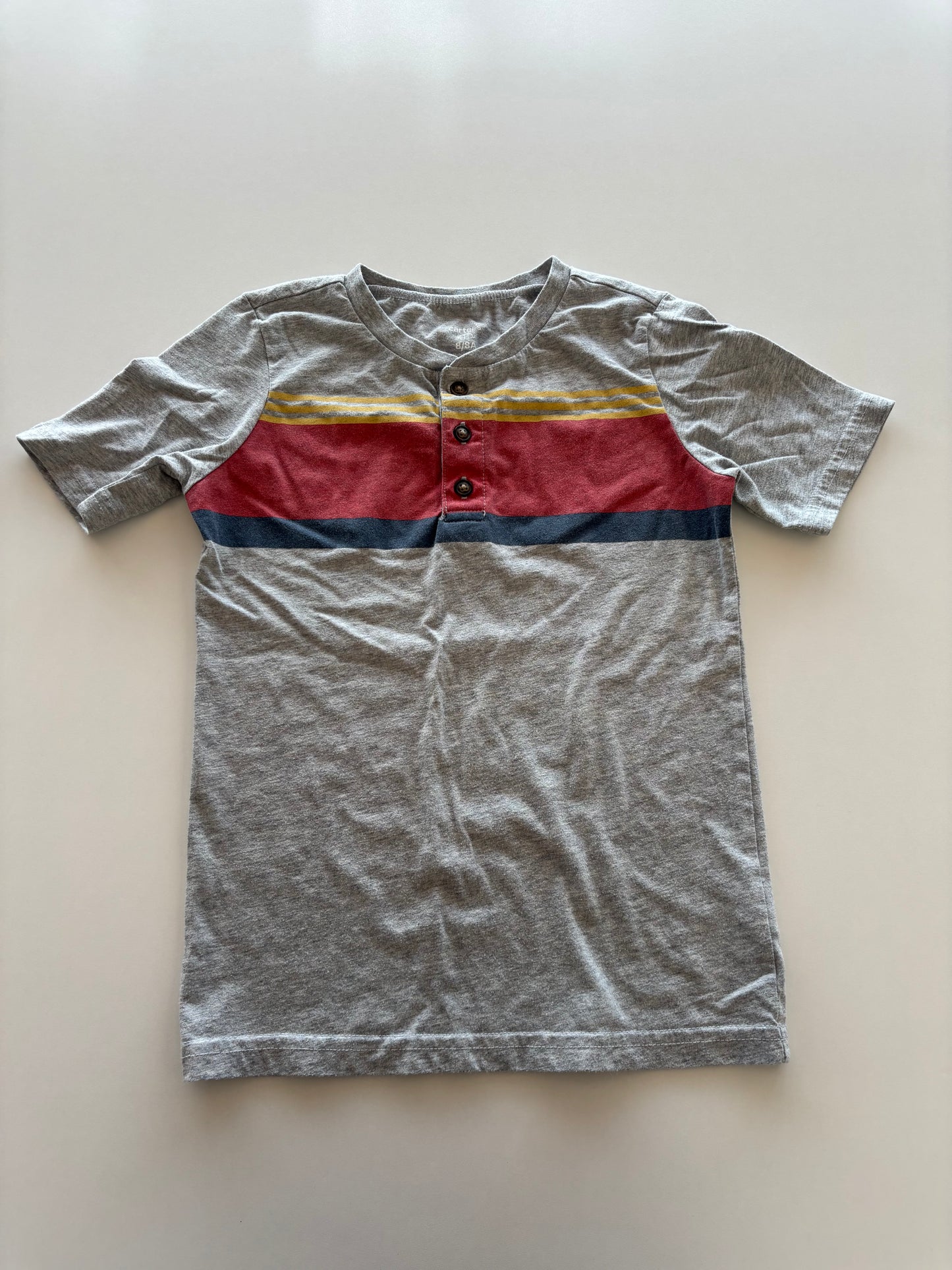 Grey and Striped Henley Tee